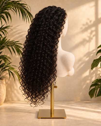 Aurora Front Lace Glueless Tight Curly Natural Black 100% Human Hair Wig