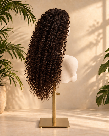 Aurora Front Lace Glueless Espresso Brown Kinky Curly 100% Human Hair Wig