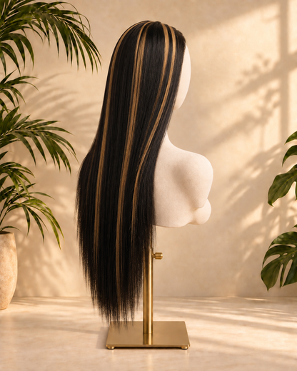 Aurora Front Lace Glueless Brown Layers Natural Black 100% Human Hair Wig