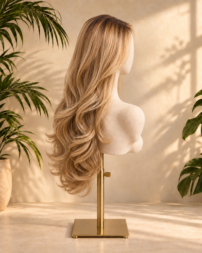 Aurora Front Lace Layered Wavy Honey Blonde 100% Human Hair Wig