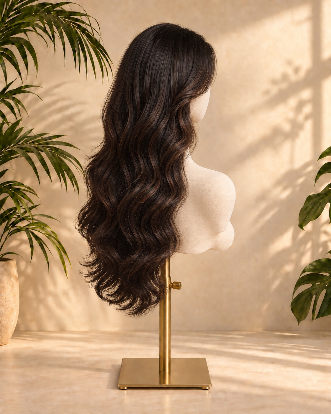 Aurora Front Lace Glueless Voluminous Layered Wavy Natural Black 100% Human Hair Wig