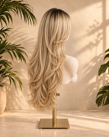 Aurora HD Lace Layered Wavy Beige Blonde 100% Human Hair Wig