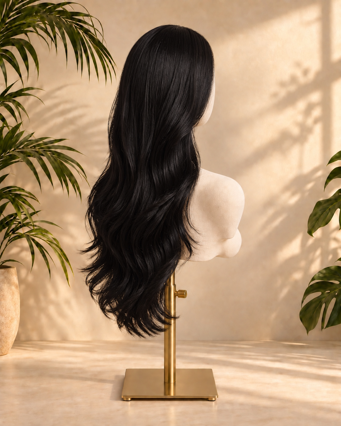 Aurora Front Lace Glueless Soft Loose Waves Natural Black 100% Human Hair Wig