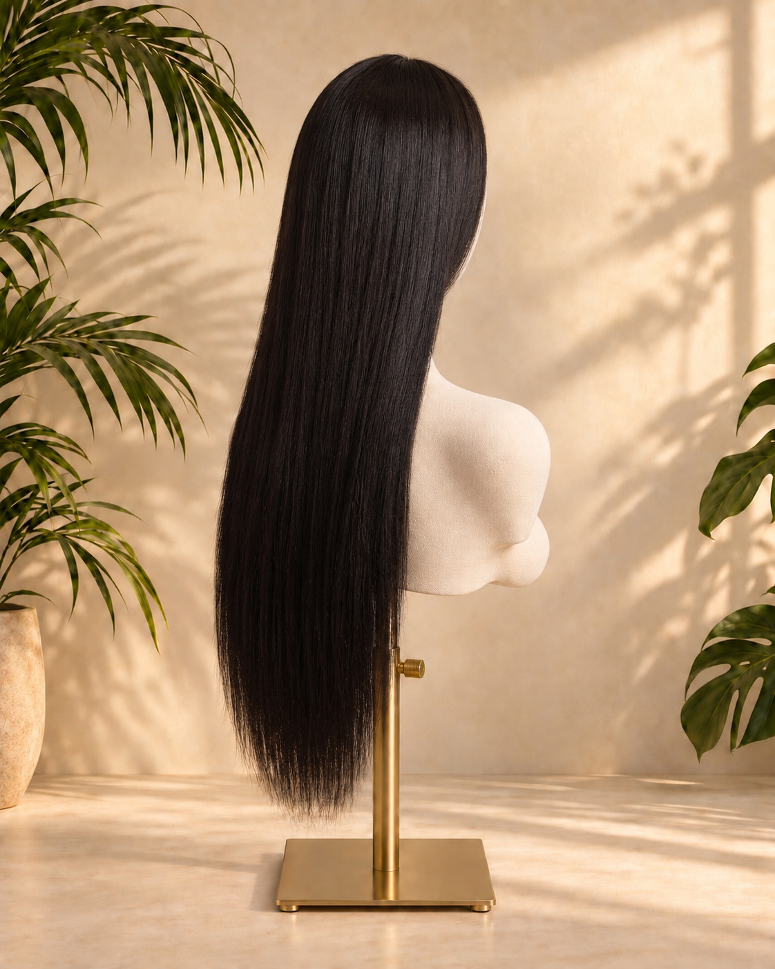 Aurora Front Lace Glueless Sleek Straight Natural Black 100% Human Hair Wig