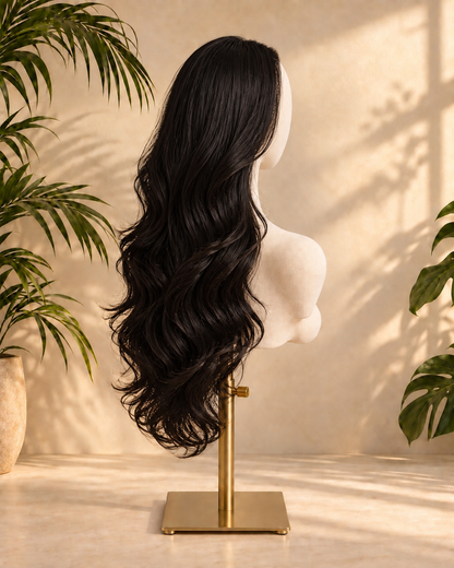 Aurora HD Lace Glueless Layered Wavy Natural Black 100% Human Hair Wig