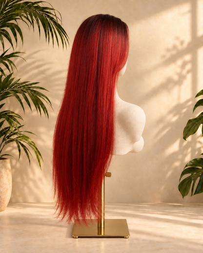 Aurora Front Lace Glueless Straight Burgundy 100% Human Hair Wig