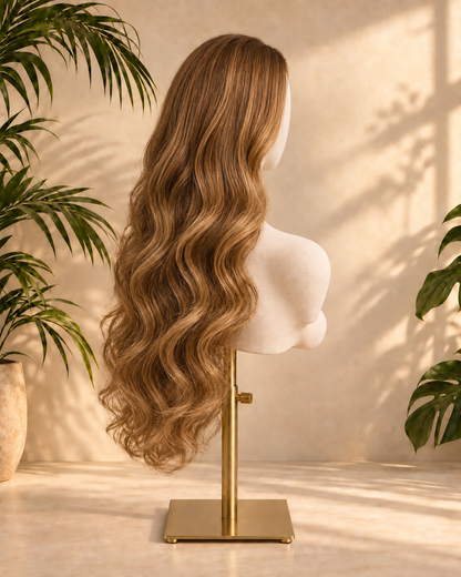 Aurora HD Lace Layered Wavy Caramel Brown 100% Human Hair Wig