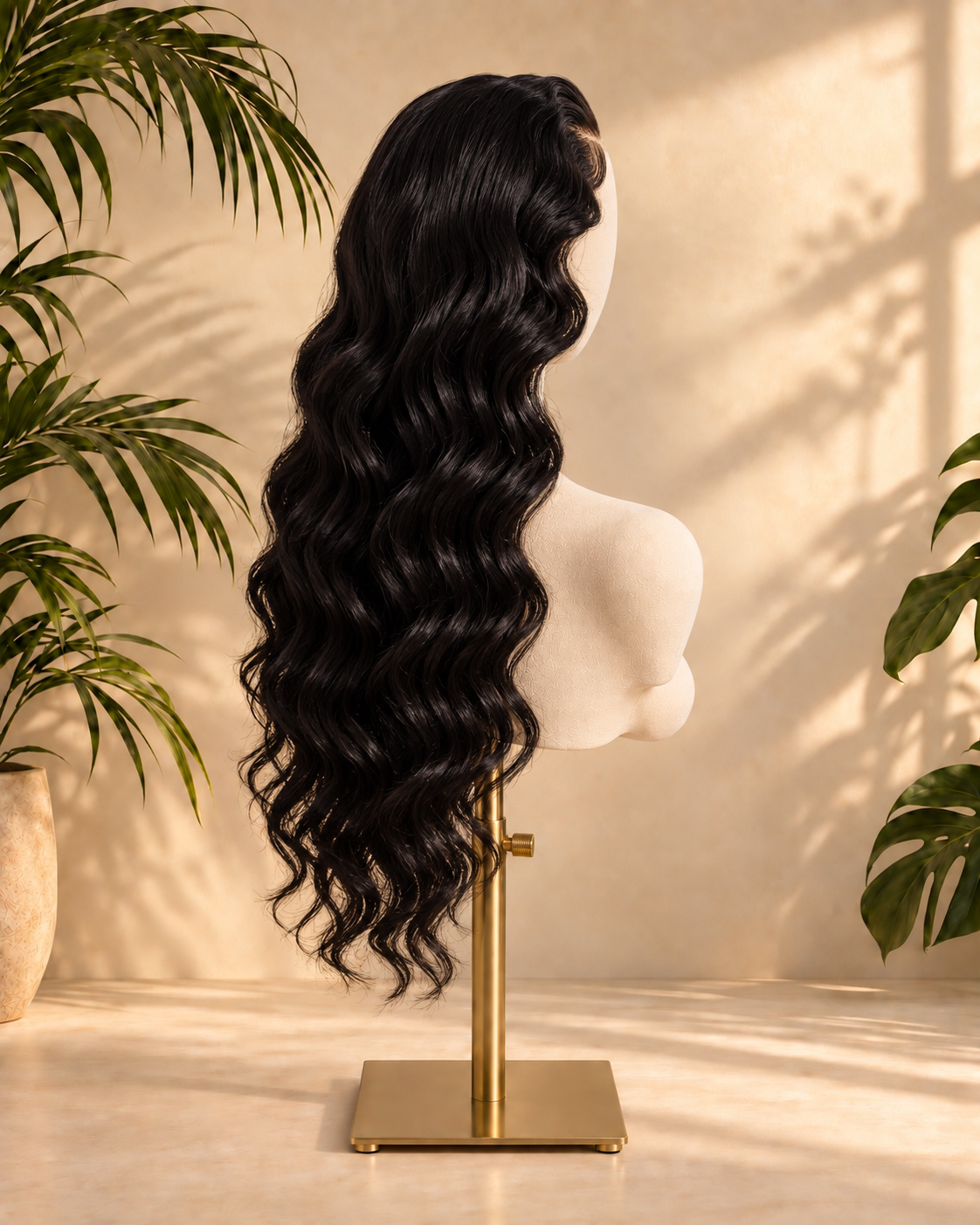 Aurora Front Lace Glueless Water Wavy Natural Black 100% Human Hair Wig