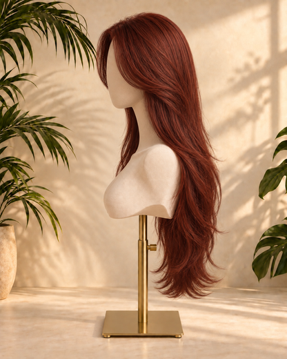 Aurora HD Lace Glueless Layered Dark Copper Red 100% Human Hair Wig
