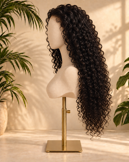 Aurora Front Lace Glueless Tight Curly Natural Black 100% Human Hair Wig