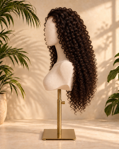 Aurora Front Lace Glueless Espresso Brown Kinky Curly 100% Human Hair Wig