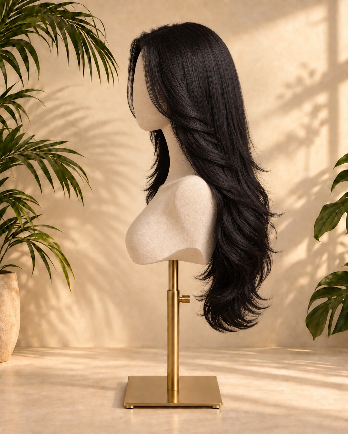 Aurora HD Lace Glueless Layered Middle Part Natural Black 100% Human Hair Wig