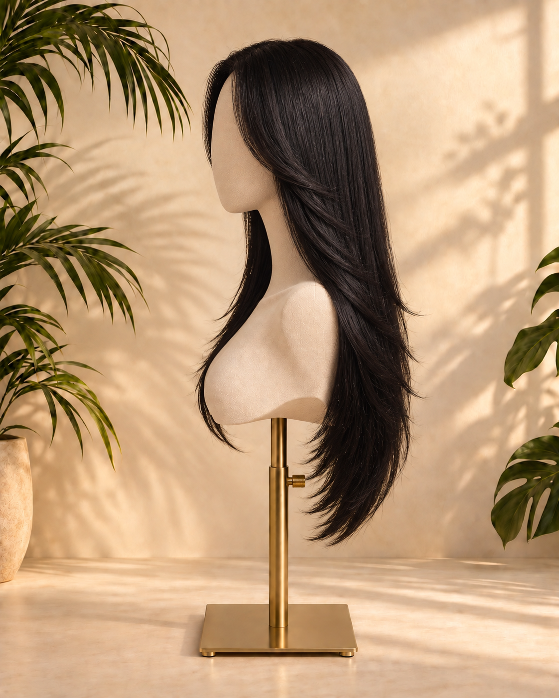 Aurora Front Lace Glueless Feathered Straight Natural Black 100% Human Hair Wig