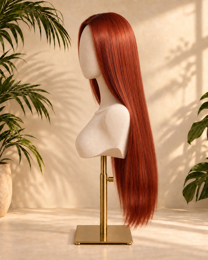 Aurora Front Lace Glueless Sleek Straight Red 100% Human Hair Wig