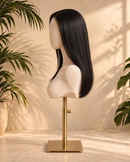 Aurora Front Lace Glueless Straight Medium Natural Black 100% Human Hair Wig