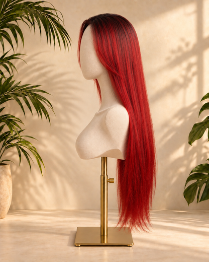 Aurora Front Lace Glueless Straight Burgundy 100% Human Hair Wig