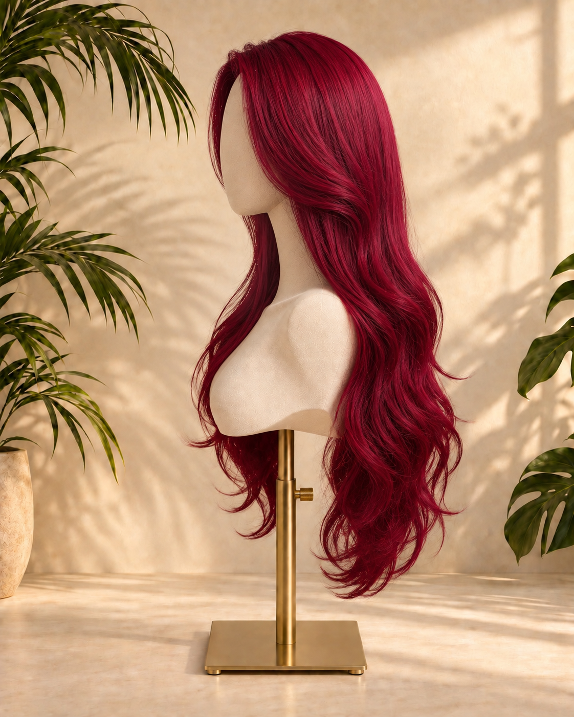 Aurora Front Lace Glueless Layered Wavy Burgundy 100% Human Hair Wig