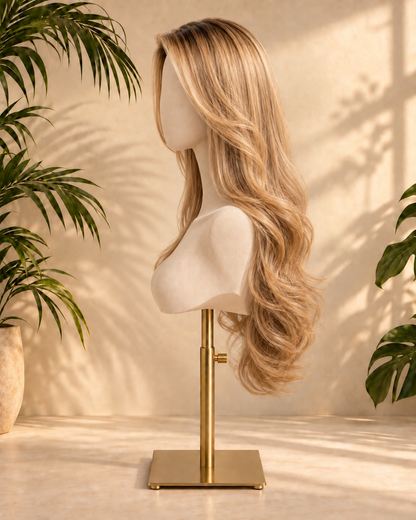 Aurora Front Lace Layered Wavy Honey Blonde 100% Human Hair Wig
