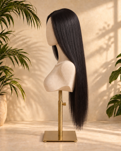 Aurora Front Lace Glueless Sleek Straight Natural Black 100% Human Hair Wig