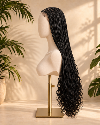 Aurora HD Lace Glueless Braided Natural Black 100% Human Hair Wig