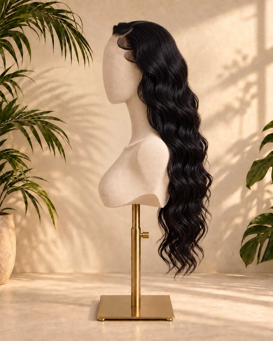 Aurora Front Lace Glueless Water Wavy Natural Black 100% Human Hair Wig