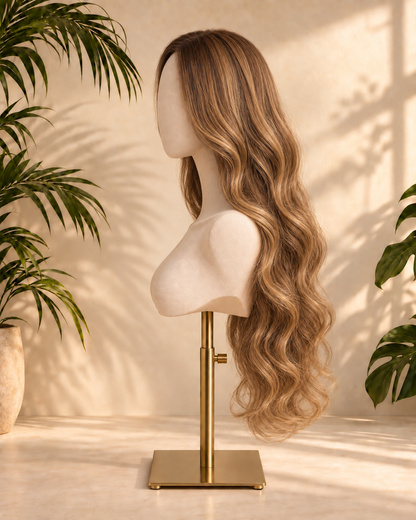 Aurora HD Lace Layered Wavy Caramel Brown 100% Human Hair Wig