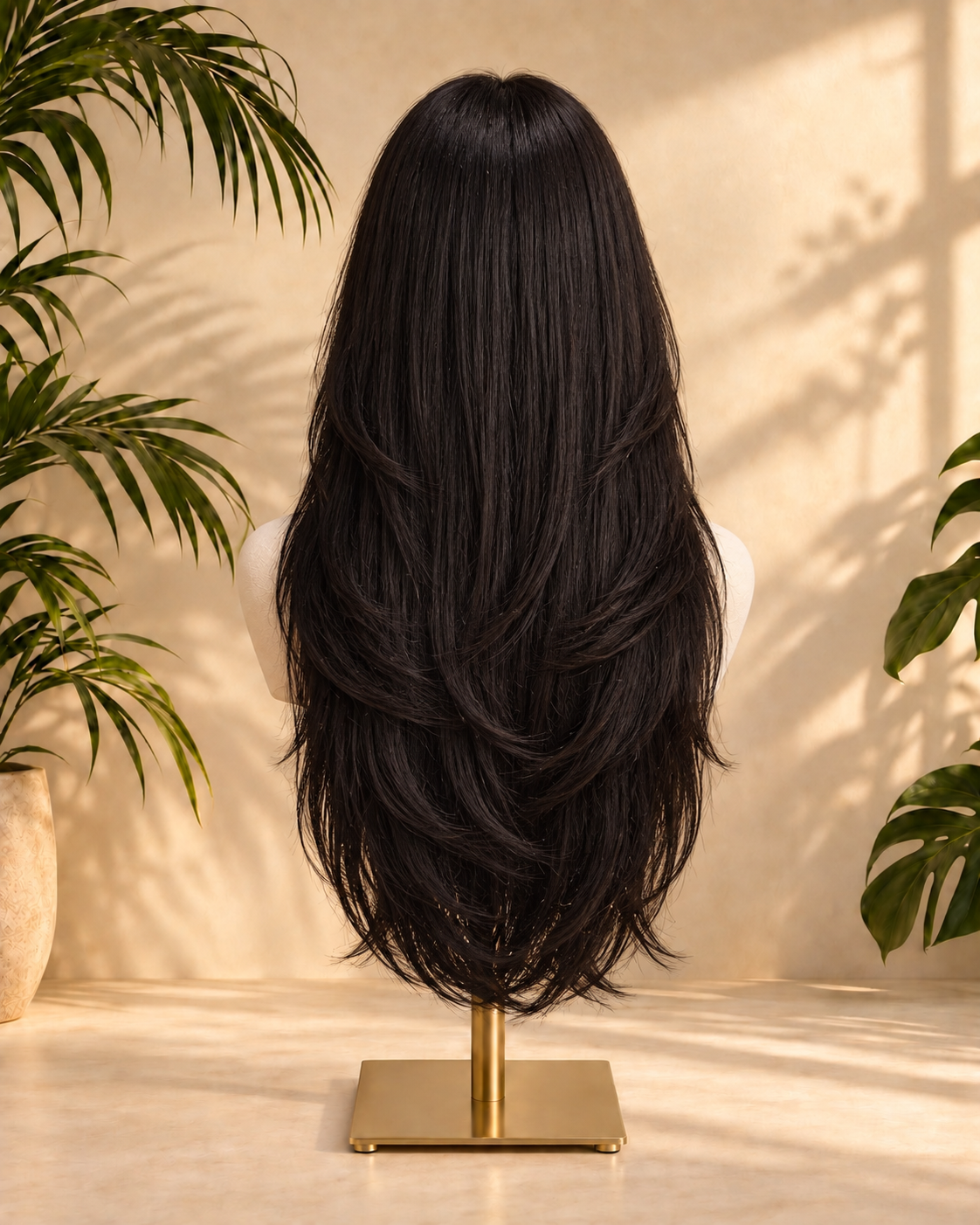 Aurora HD Lace Glueless Layered Straight Natural Black 100% Human Hair Wig