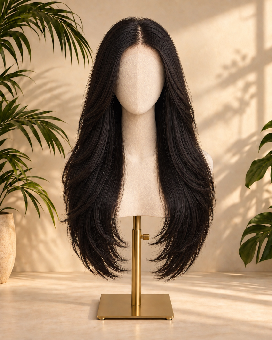 Aurora HD Lace Glueless Layered Straight Natural Black 100% Human Hair Wig