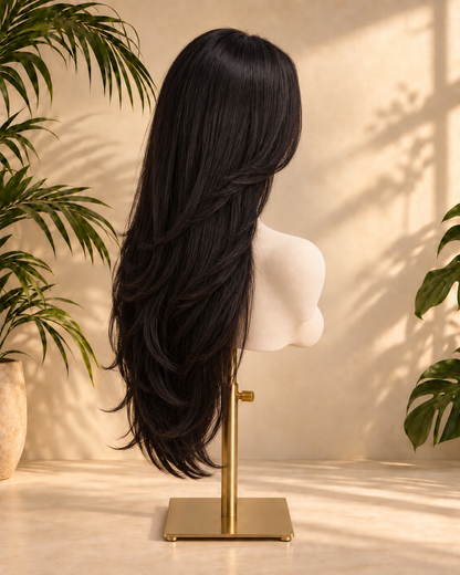 Aurora HD Lace Glueless Layered Straight Natural Black 100% Human Hair Wig