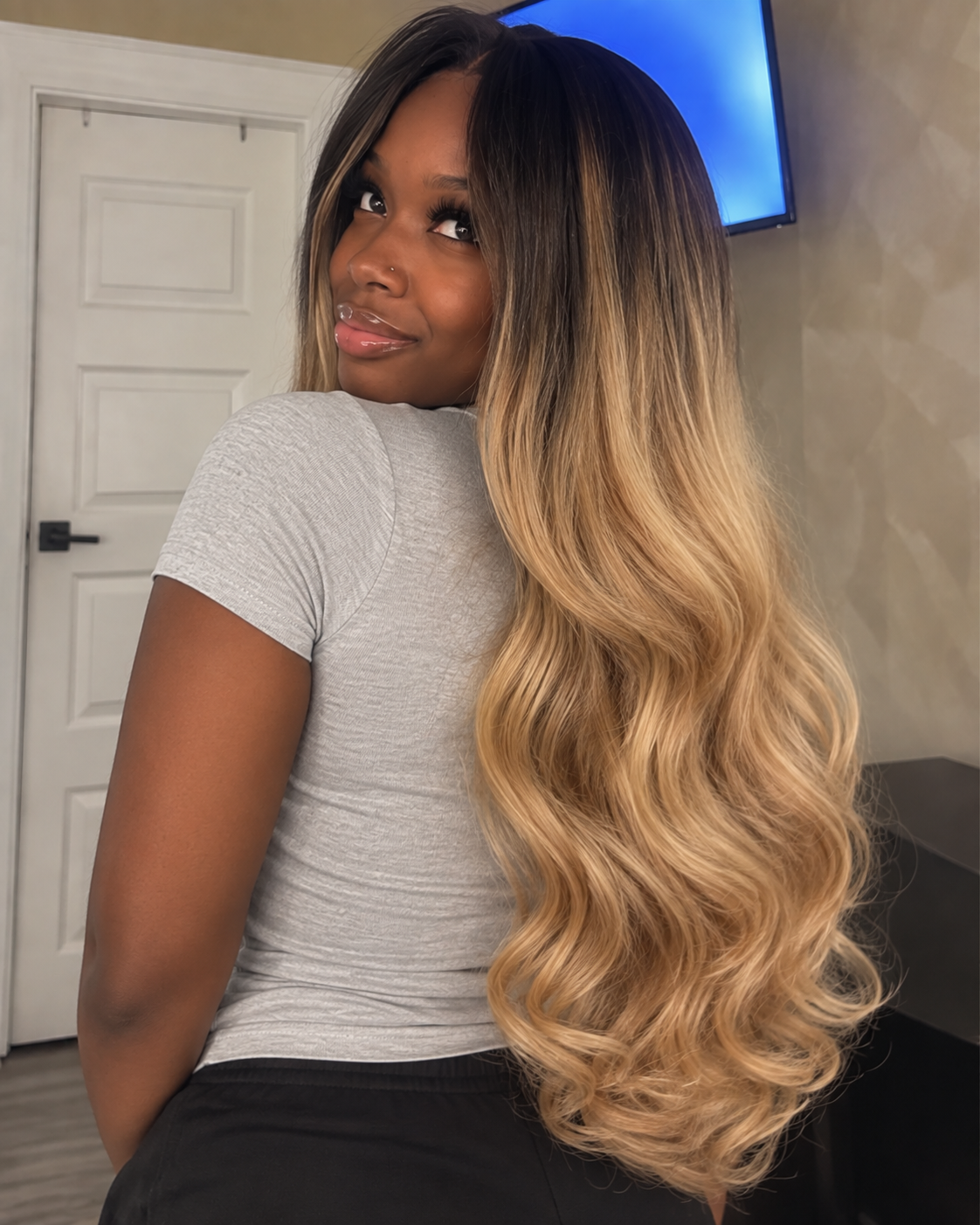 Aurora Front Lace Glueless Brown Highlight 100% Human Hair Wig