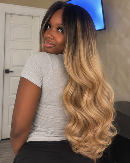Aurora Front Lace Glueless Brown Highlight 100% Human Hair Wig