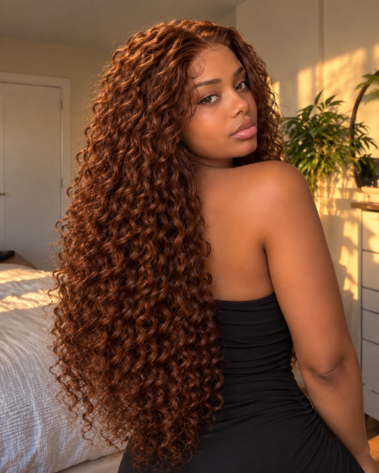 Aurora Front Lace Glueless Tight Curly Brown 100% Human Hair Wig