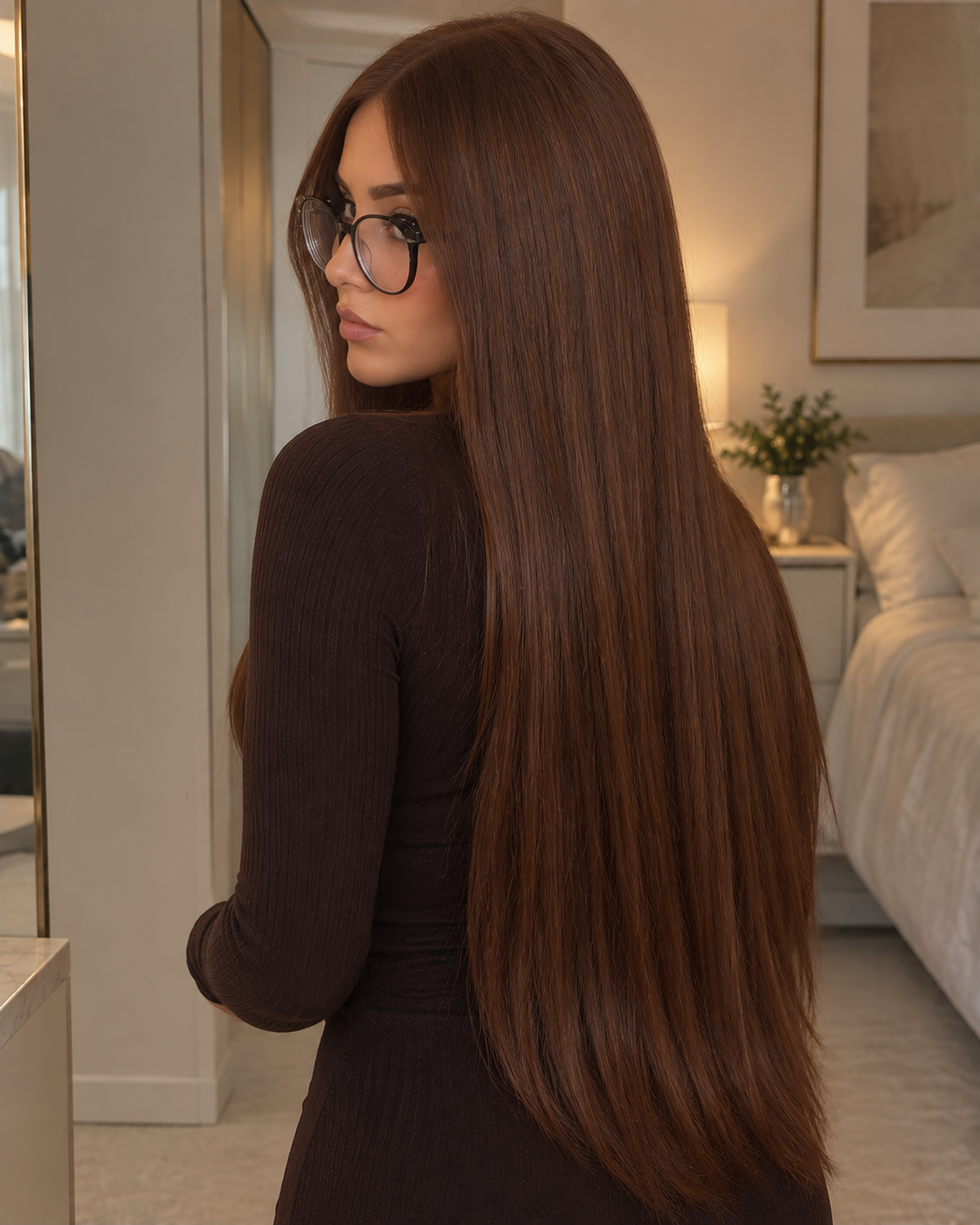 Aurora Front Lace Glueless Straigh Brown 100% Human Hair Wig