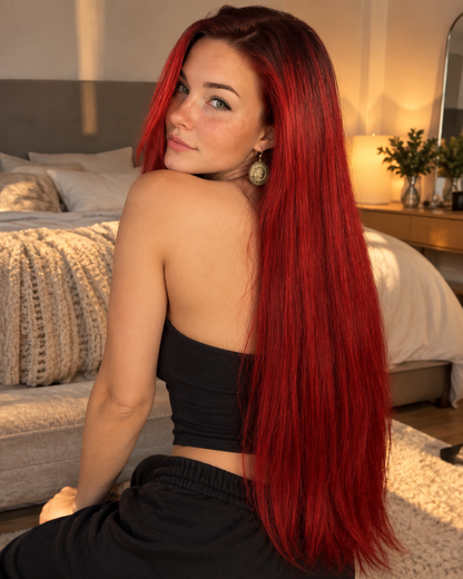 Aurora Front Lace Glueless Straight Burgundy 100% Human Hair Wig