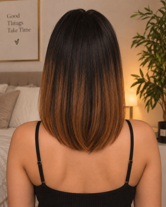Aurora HD Lace Glueless Ombre Black Copper Brown Bob 100% Human Hair Wig