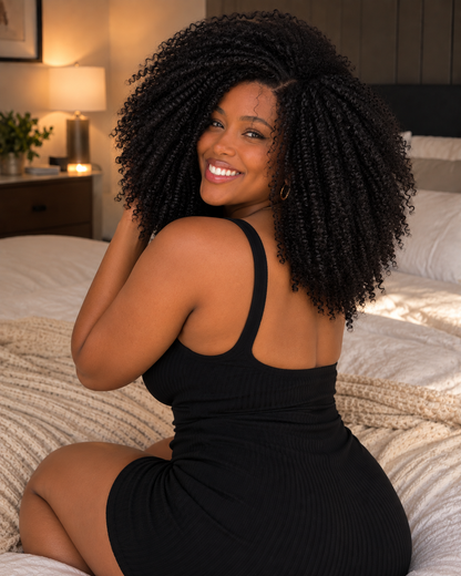 Aurora HD Lace Glueless Voluminous Kinky Curly Natural Black 100% Human Hair Wig