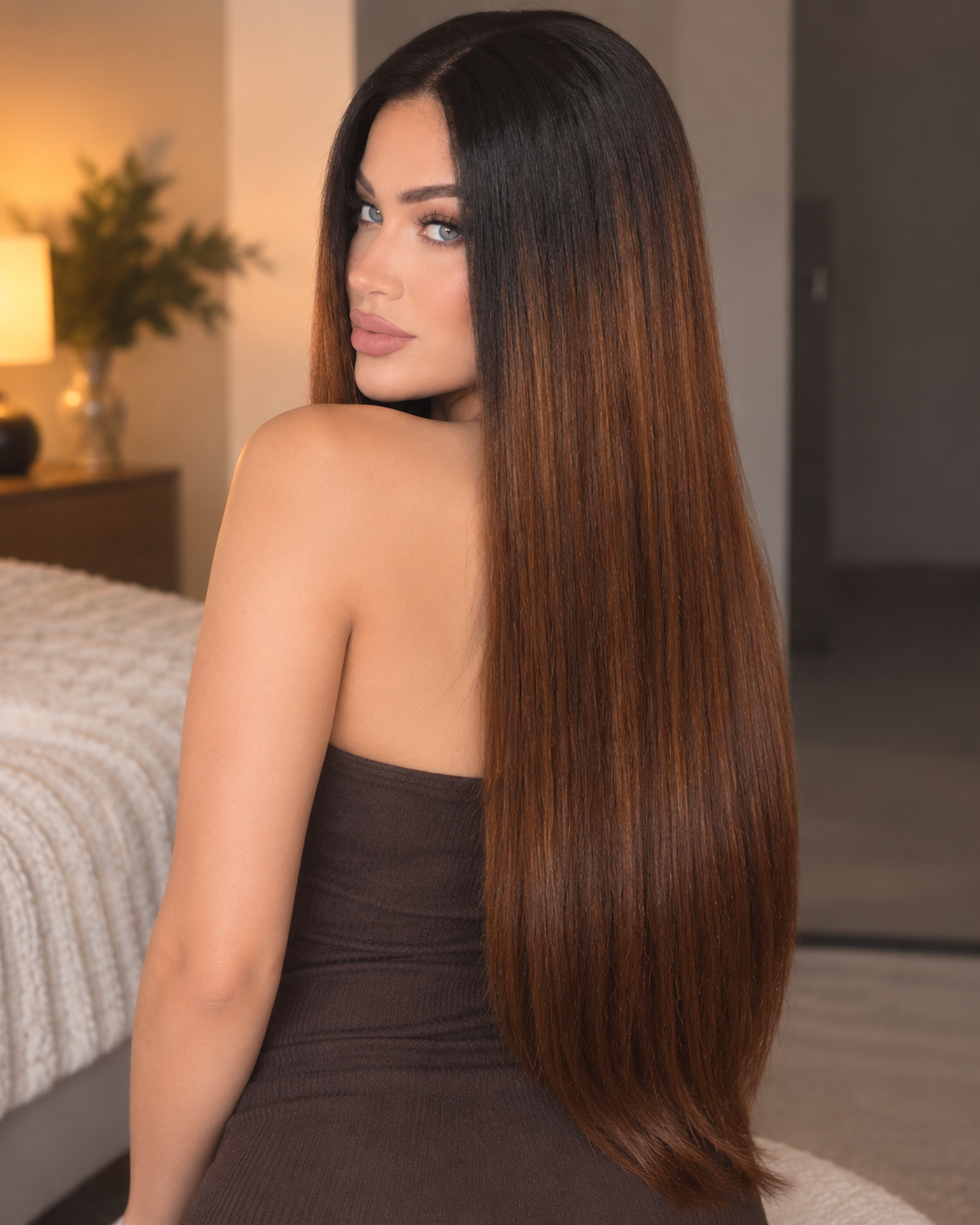 Aurora HD Lace Glueless Straight Dark Chocolate Brown 100% Human Hair Wig