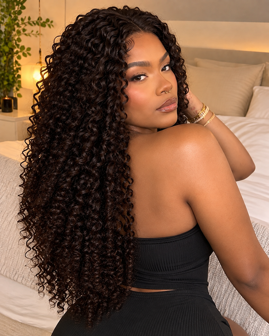 Aurora Front Lace Glueless Espresso Brown Kinky Curly 100% Human Hair Wig