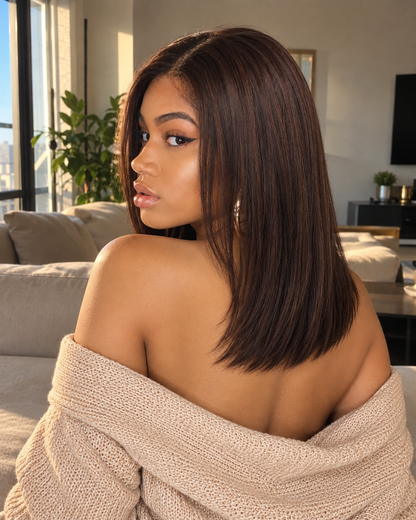 Aurora Front Lace Glueless Bob Brown 100% Human Hair Wig