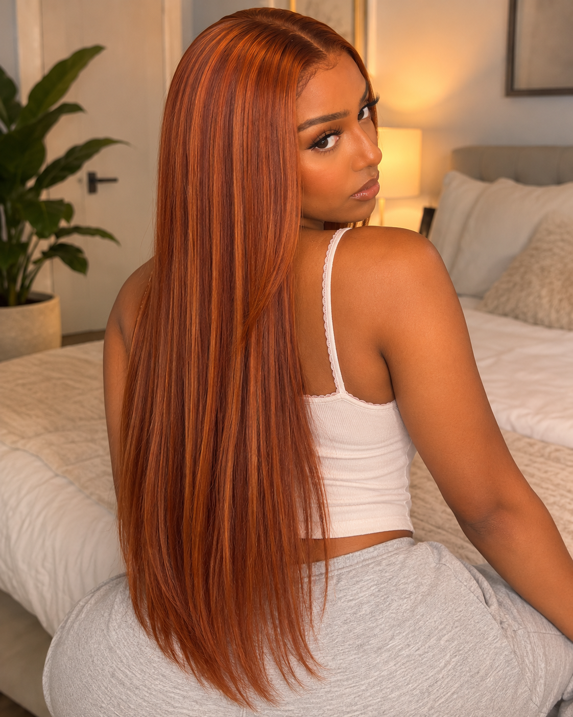Aurora Lace Front Glueless Silky Straight Red 100% Human Hair Wig