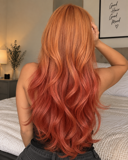 Aurora HD Lace Glueless Layered Wavy Ginger 100% Human Hair Wig