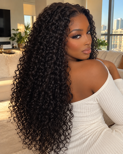 Aurora Front Lace Glueless Tight Curly Natural Black 100% Human Hair Wig