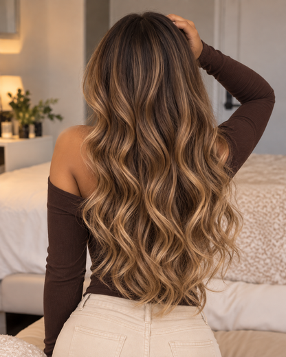 Aurora Front Lace Glueless Loose Waves Highlight 100% Human Hair Wig