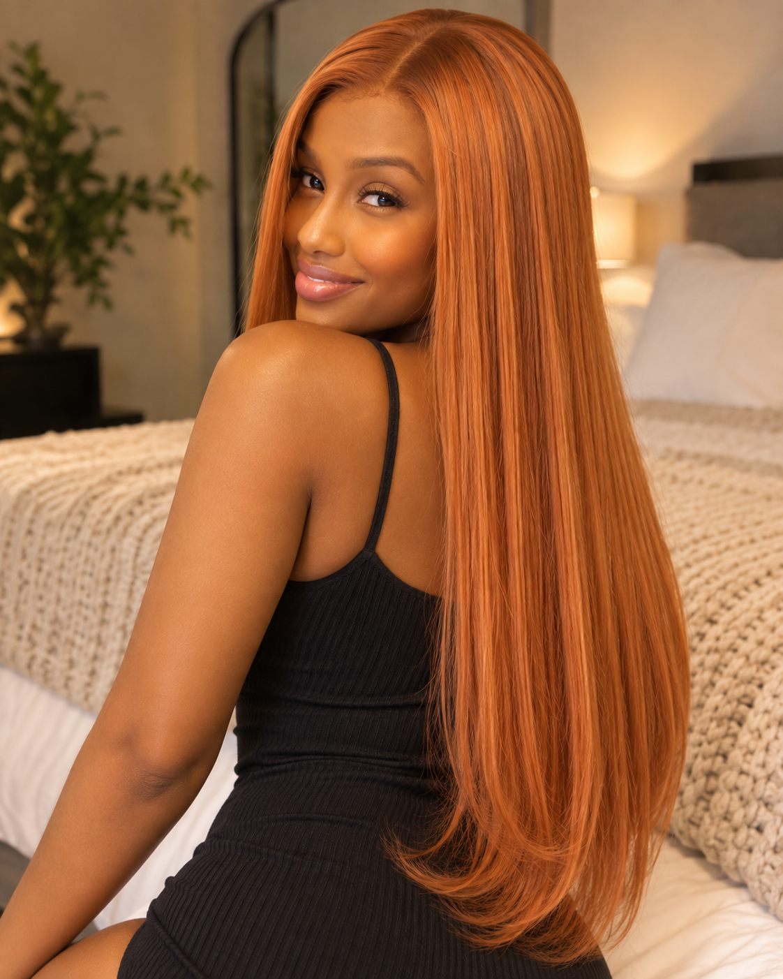 Aurora Front Lace Glueless Straight Ginger 100% Human Hair Wig