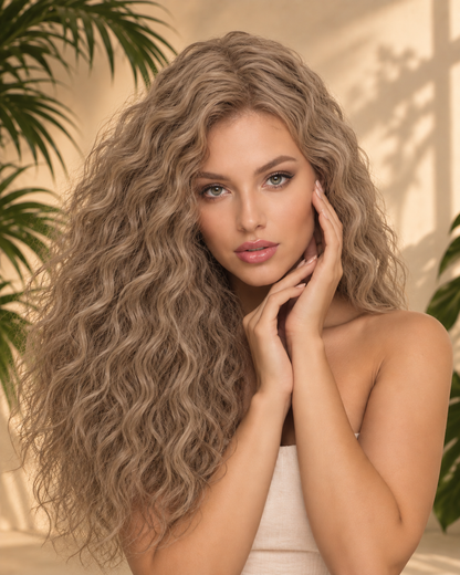 Aurora 13x6 HD Lace Curly Ash Brown Blonde 100% Human Hair Wig