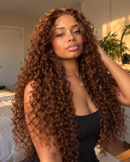 Aurora Front Lace Glueless Tight Curly Brown 100% Human Hair Wig