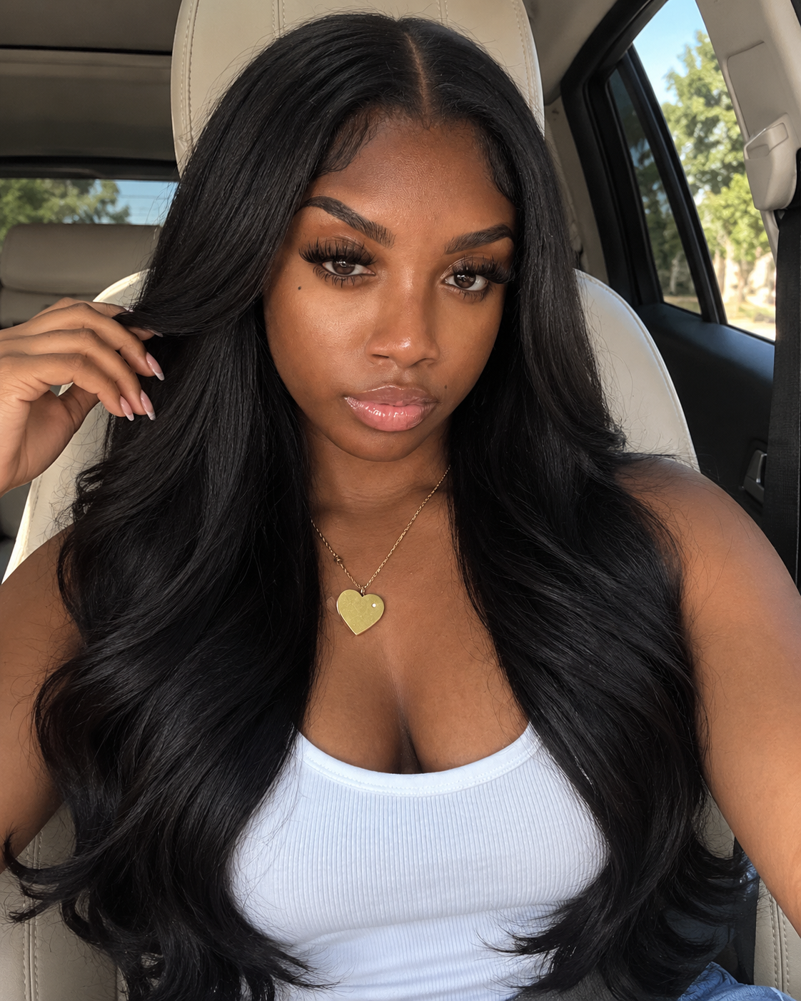 Aurora HD Lace Glueless Long Natural Black Body Wave 100% Human Hair Wig