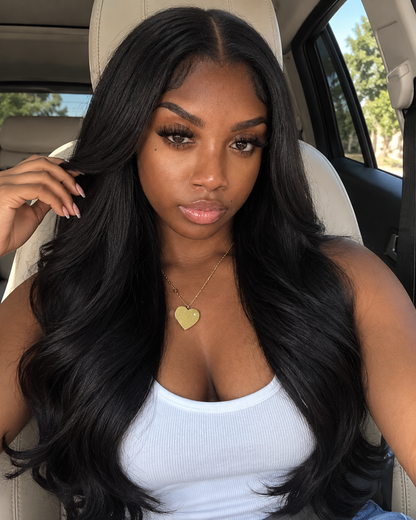 Aurora HD Lace Glueless Long Natural Black Body Wave 100% Human Hair Wig