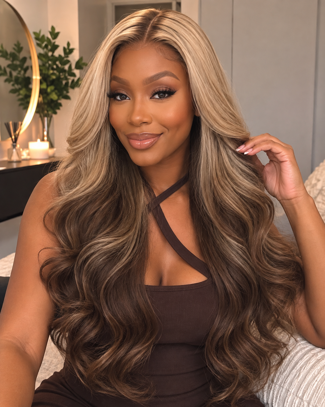 Aurora HD Lace Glueless Layered Body Wave Ombre 100% Human Hair Wig