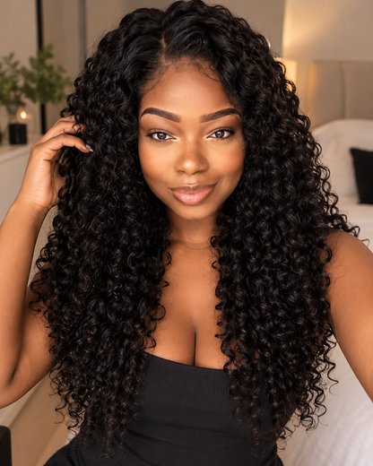 Aurora HD Lace Glueless Dense Kinky Curly Natural Black 100% Human Hair Wig